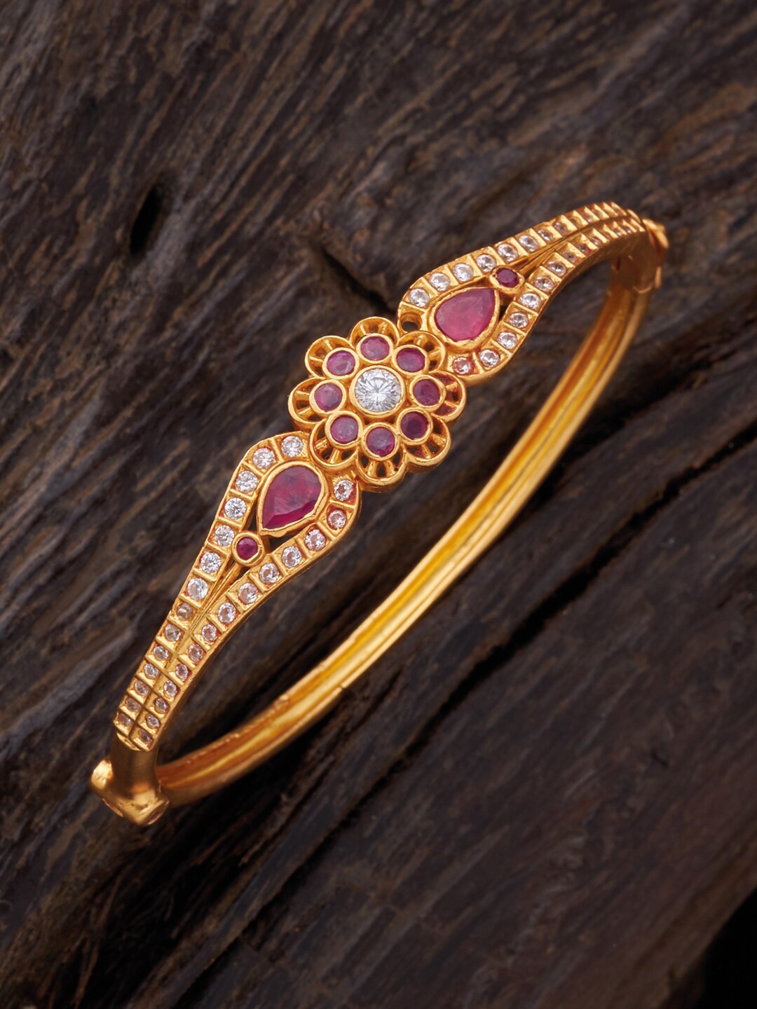 

Kushal's Fashion Jewellery Women Red Gold-Plated 92.5 Pure Silver Kada Bracelet