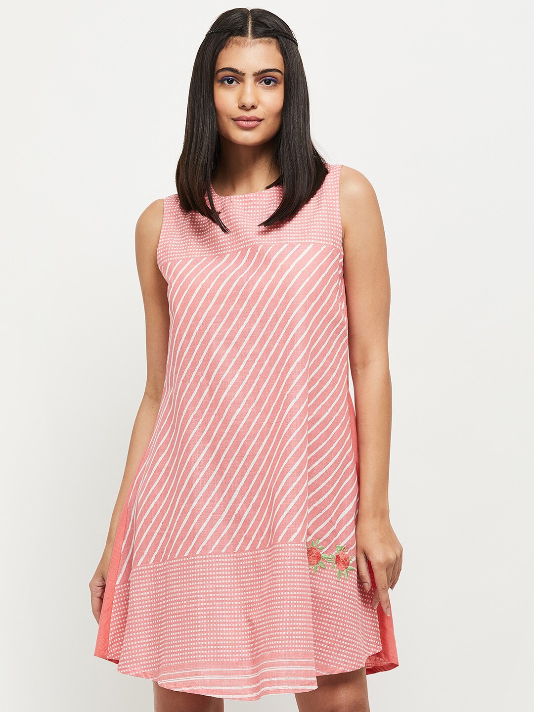 

max Women Pink Striped A-Line Dress