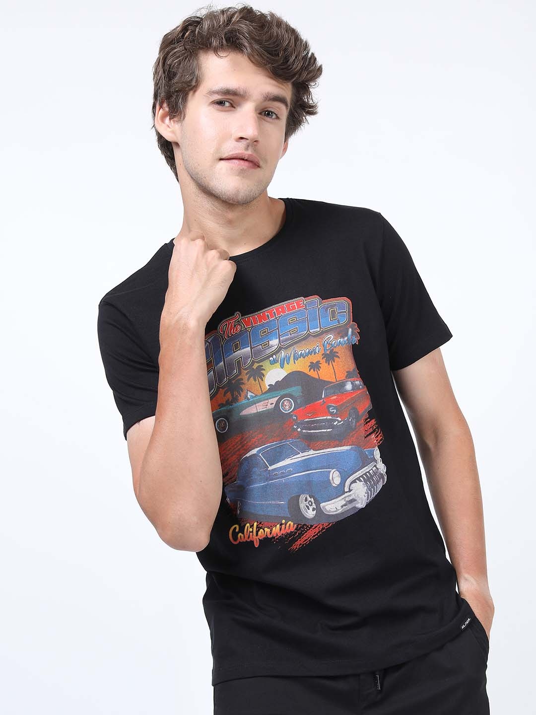 

HIGHLANDER Men Black Printed Slim Fit T-shirt