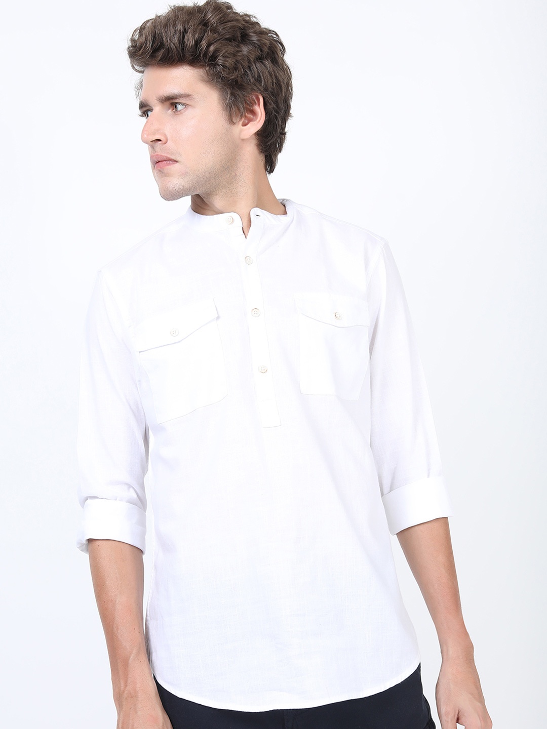 

HIGHLANDER Men White Slim Fit Casual Shirt