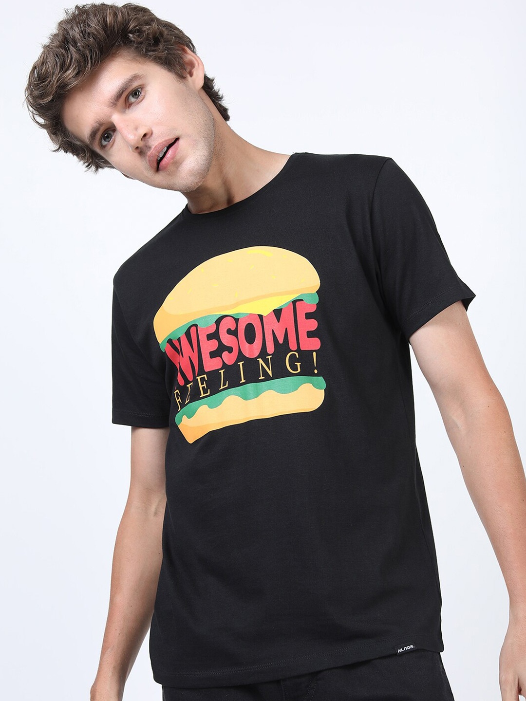 

HIGHLANDER Men Black Typography Printed Slim Fit T-shirt