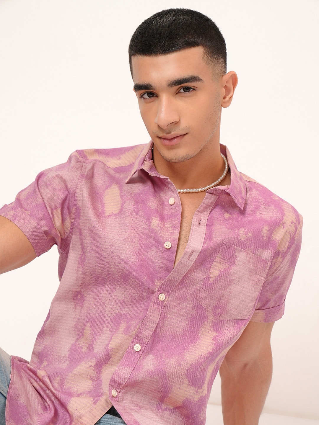 

HIGHLANDER Men Pink Slim Fit Printed Casual Shirt