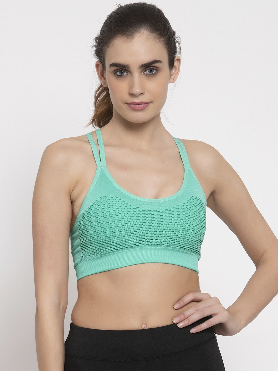 

MAKCLAN Green Lightly Padded Workout Bra SB1803GM