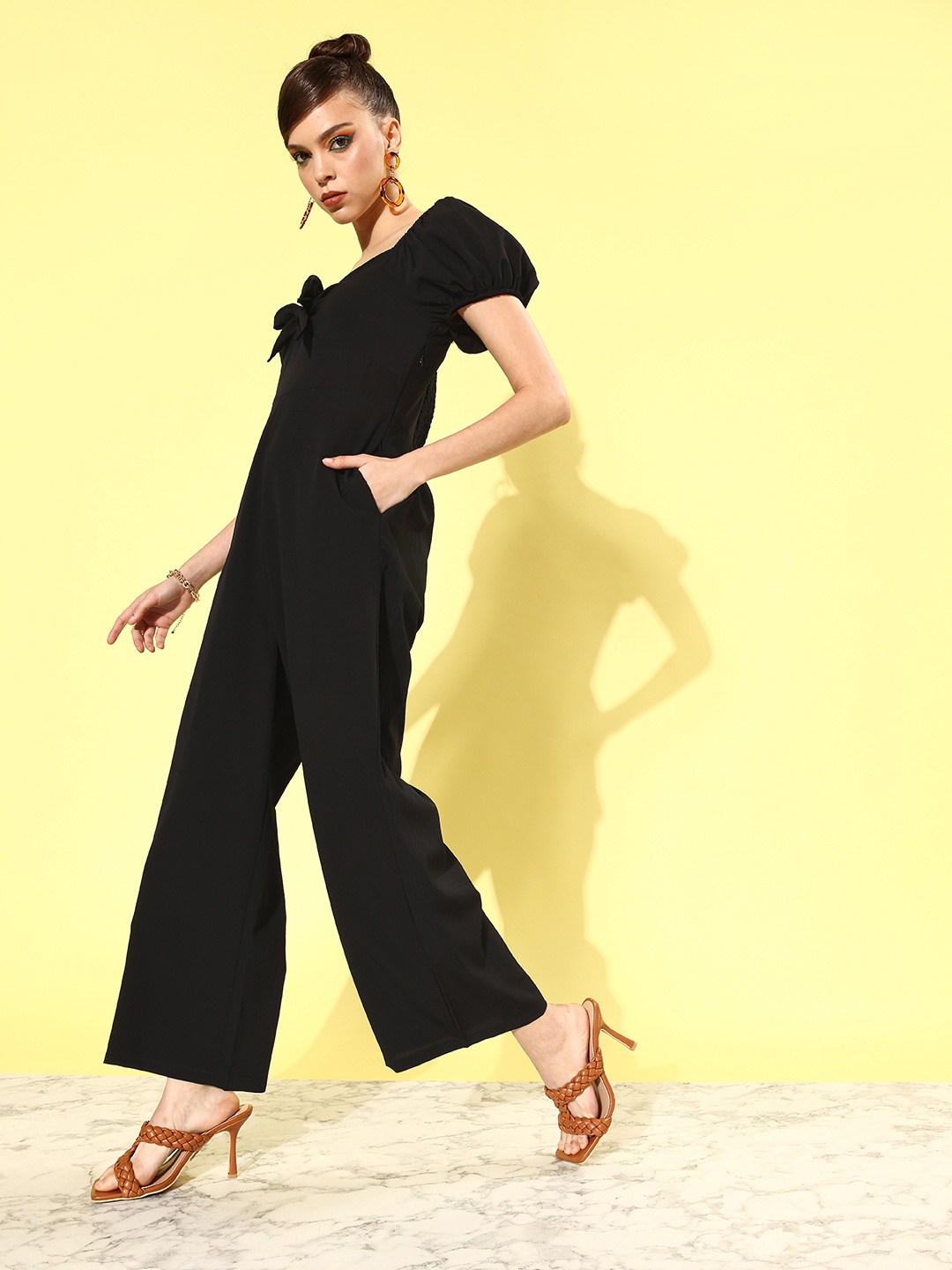 

Mast & Harbour Women Black Solid Basic Jumpsuit
