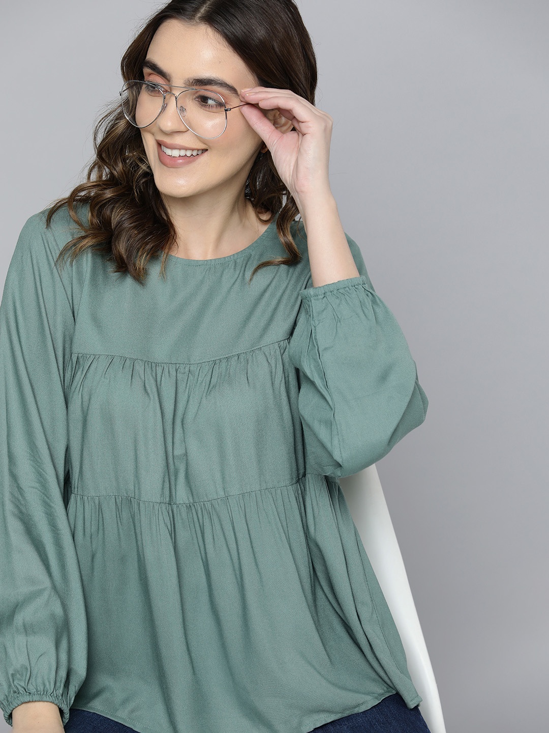 

Mast & Harbour Tiered A-Line Top, Green