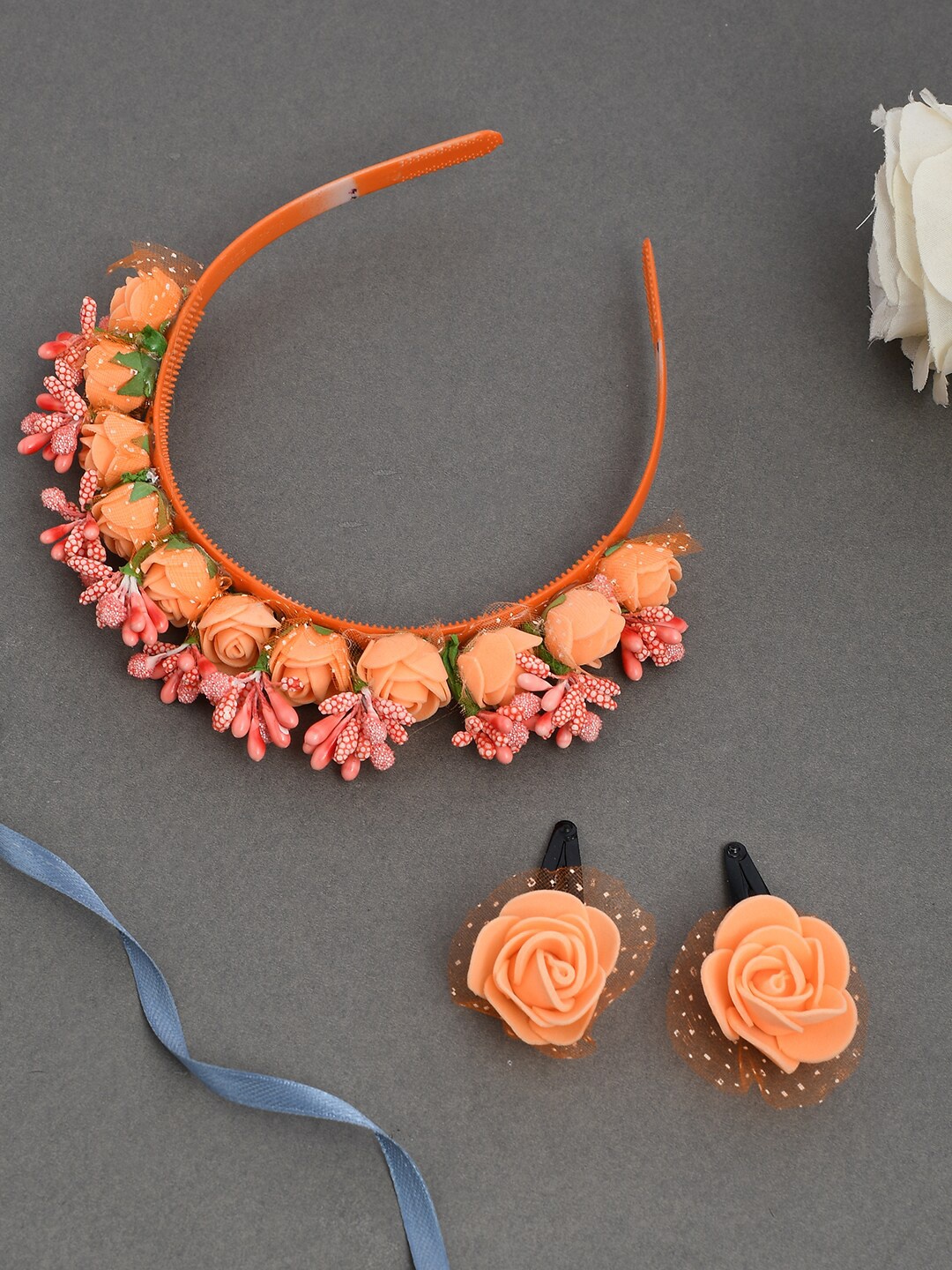 

Silvermerc Designs Girls Orange Embellished Tiara Hairband With 2 Tic Tac Hairpin