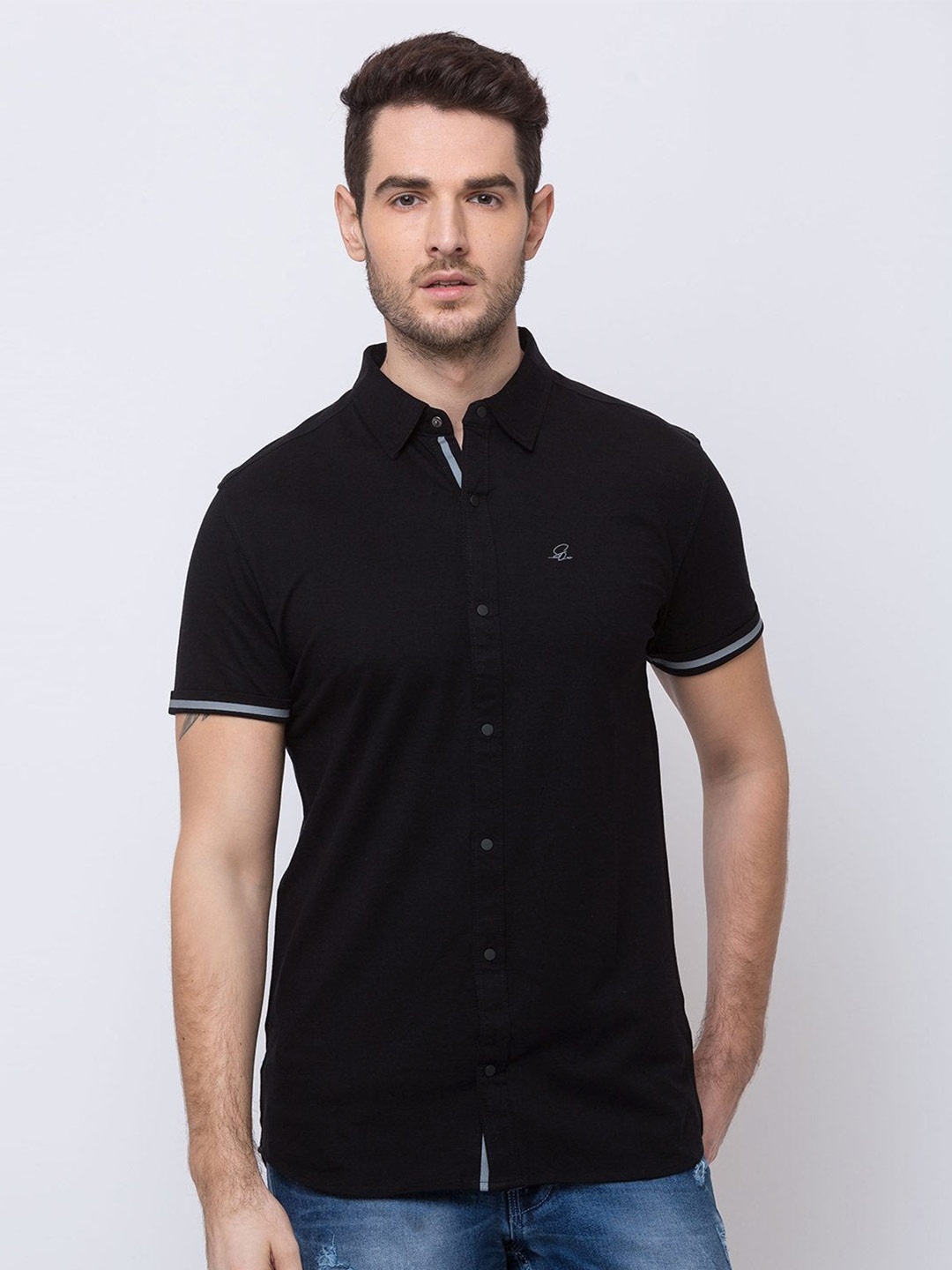 

Status Quo Men Black Classic Casual Shirt