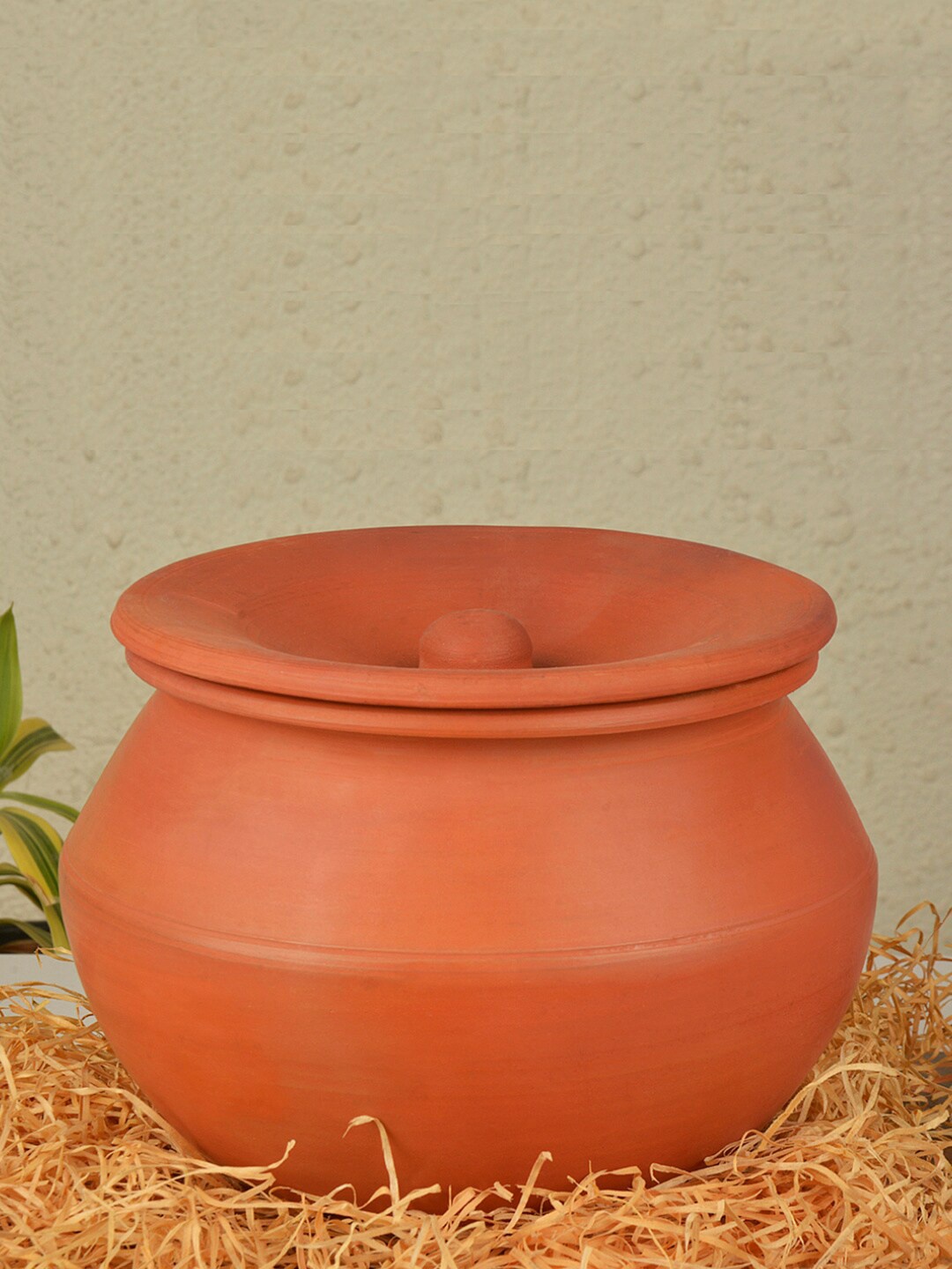 

StyleMyWay Brown Handcrafted Earthenware Clay Handi with Lid