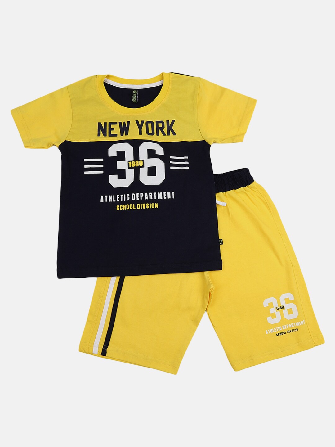 

V-Mart Kids Yellow & Black Printed T-shirt with Shorts