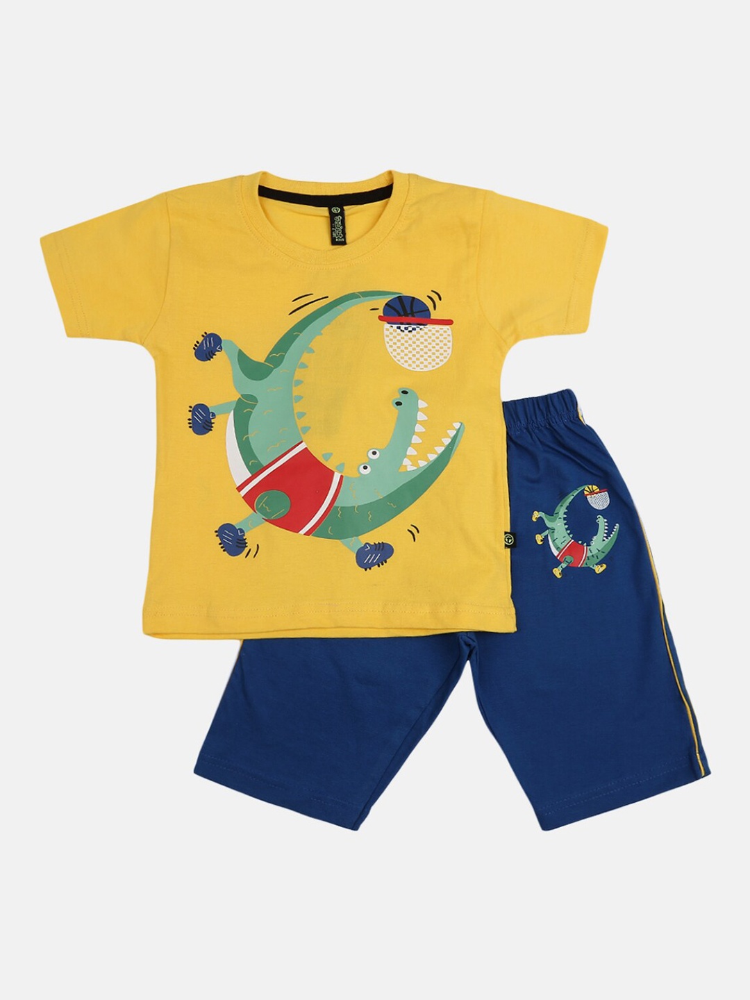 

V-Mart Kids Yellow & Blue Printed T-shirt with Shorts