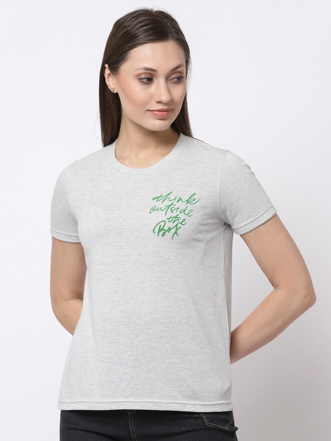 

Club York Women Grey Printed T-shirt