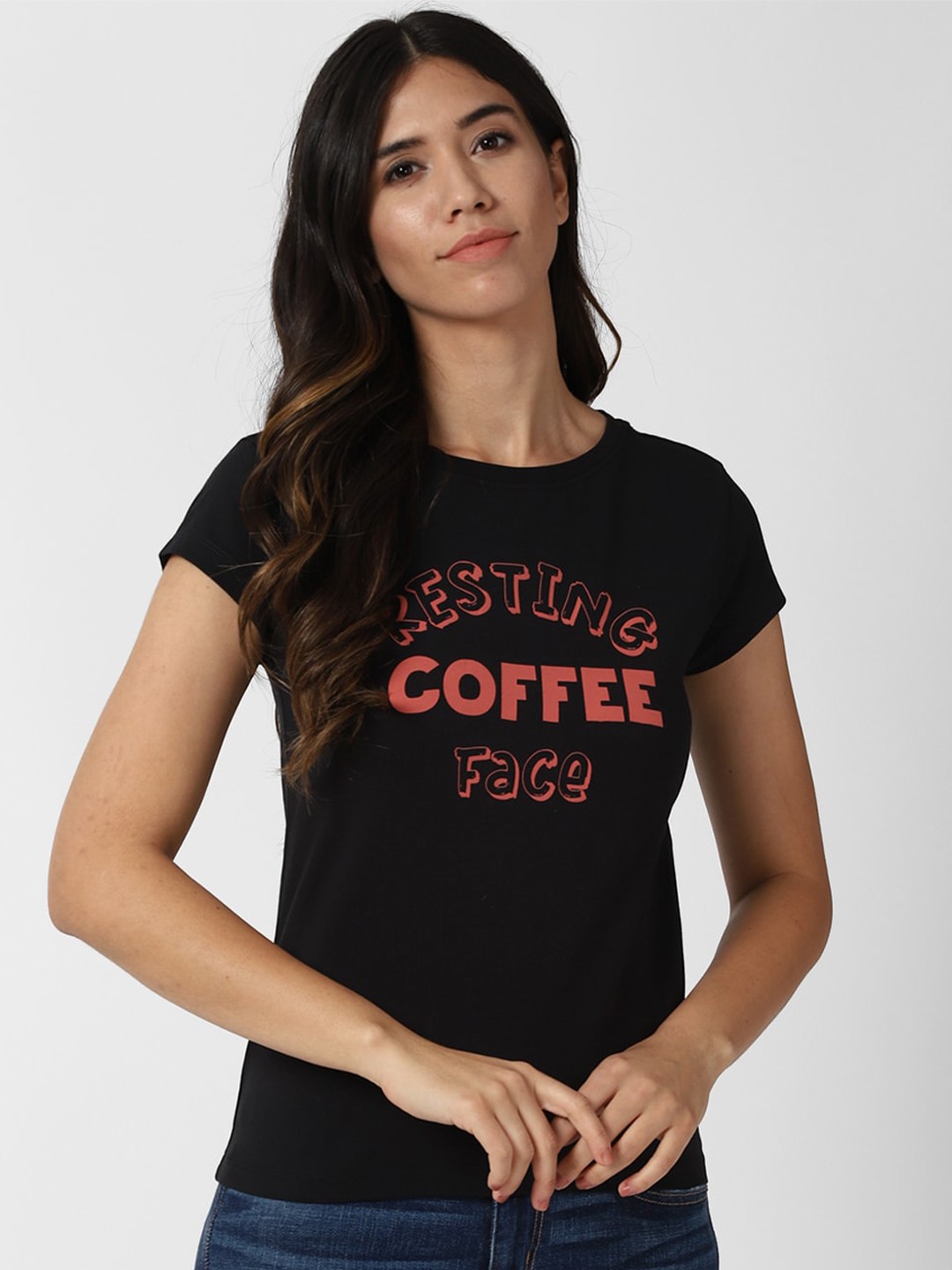 

FOREVER 21 Black Typography Print Top