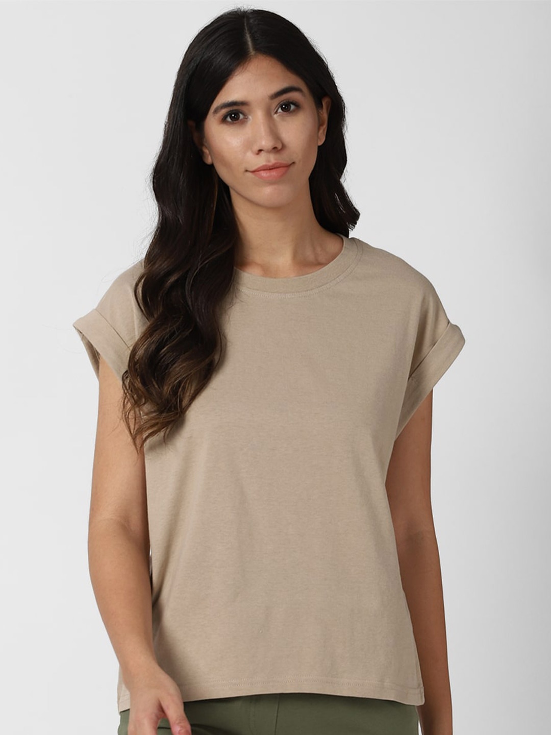 

FOREVER 21 Brown Extended Sleeves Top