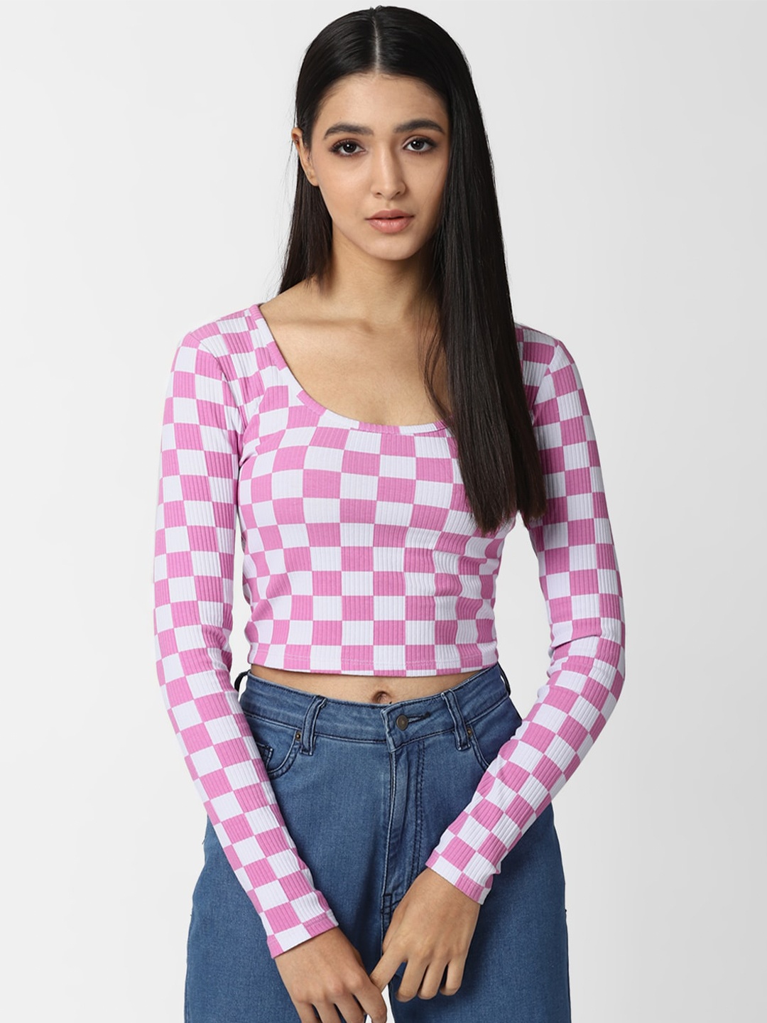 

FOREVER 21 Pink Checked Crop Top