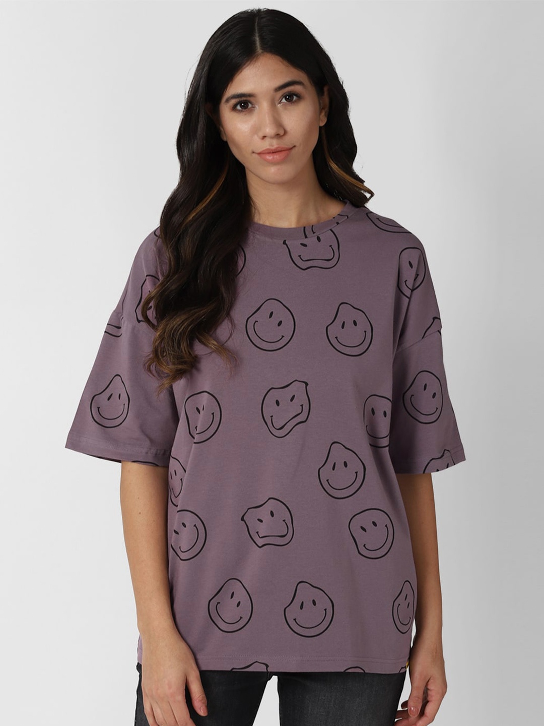 

FOREVER 21 Purple Print Top