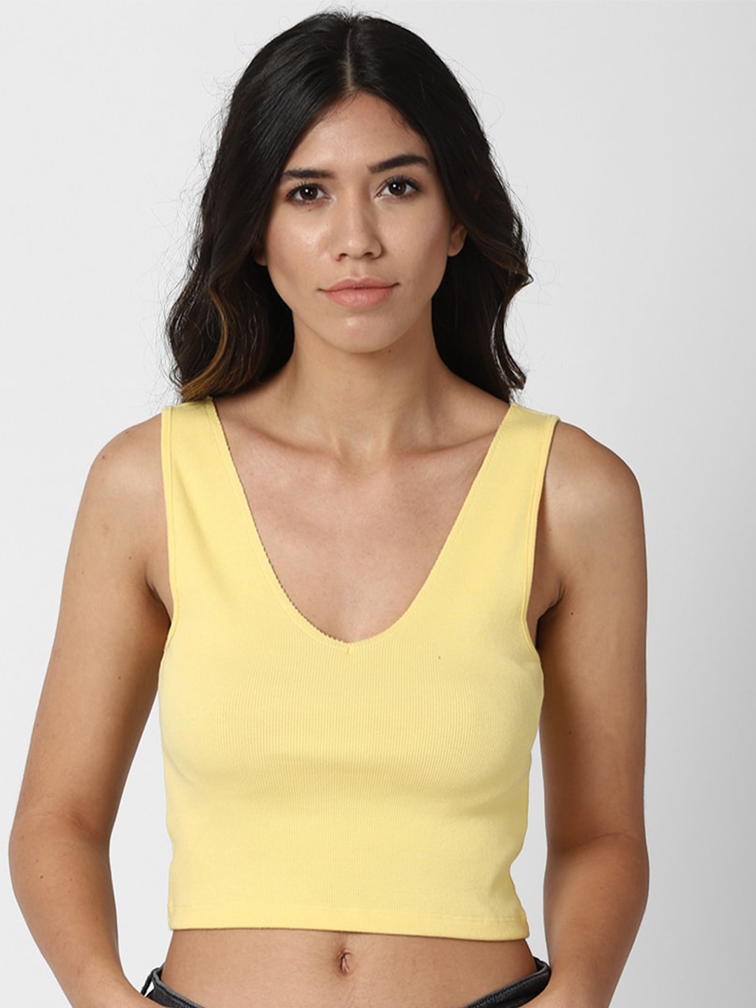 

FOREVER 21 Women Yellow Crop Top