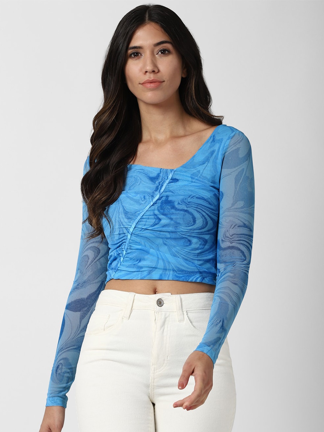 

FOREVER 21 Blue Wrap Crop Top