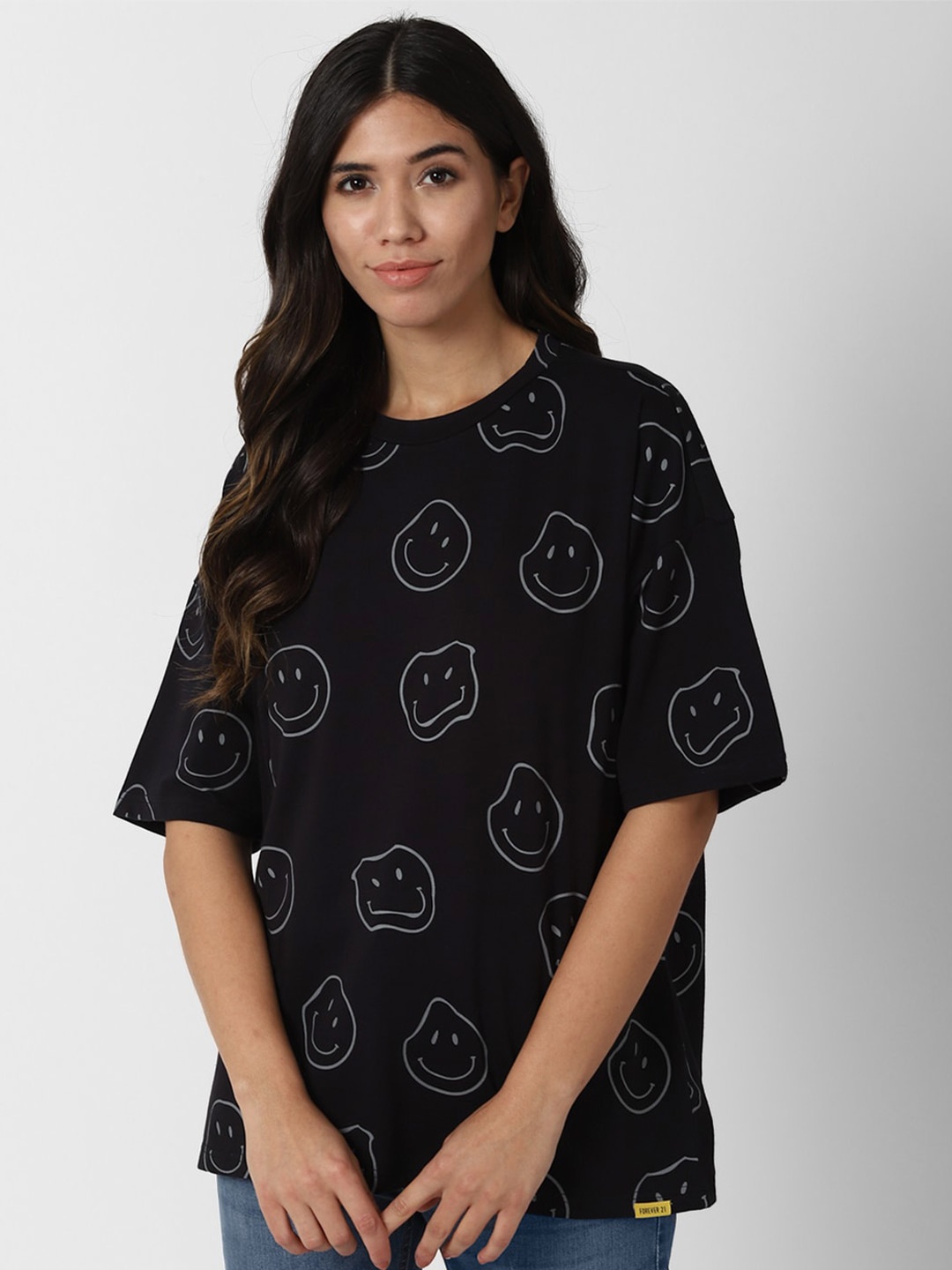 

FOREVER 21 Black Print Top