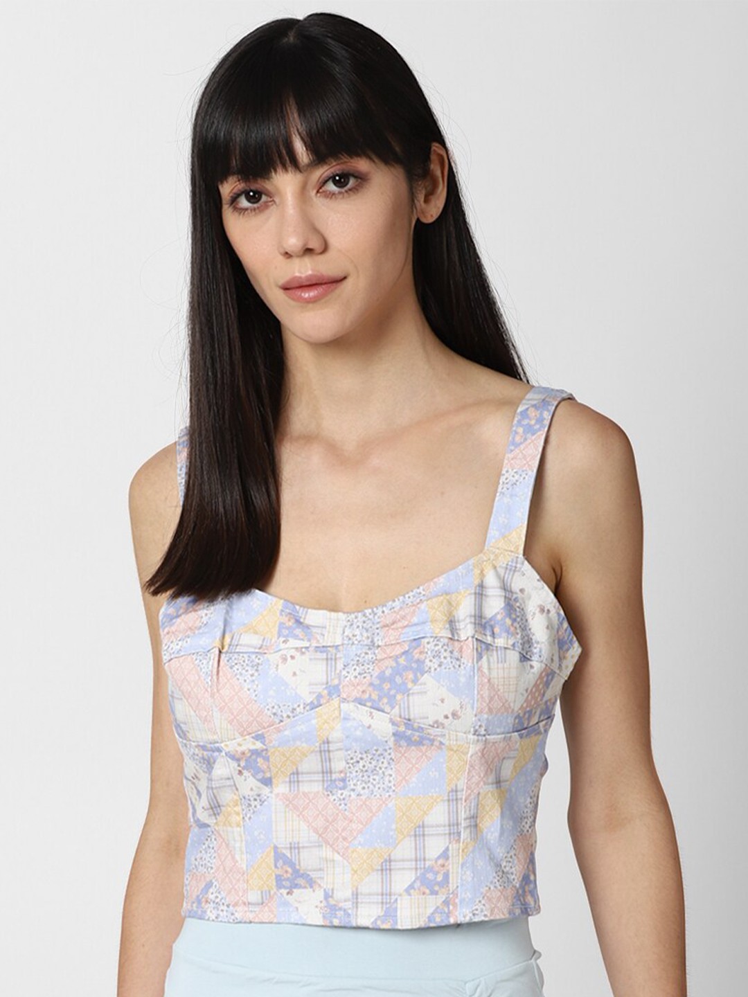 

FOREVER 21 Multicoloured Printed Crop Top, Multi