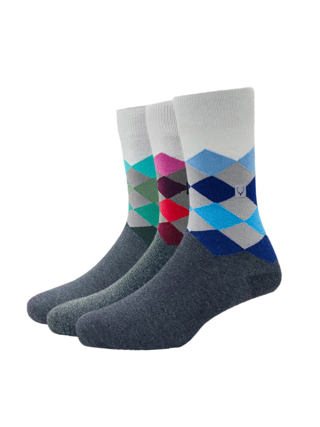 

Allen Solly Men Pack Of 3 Patterned Calf-Length Socks, Blue