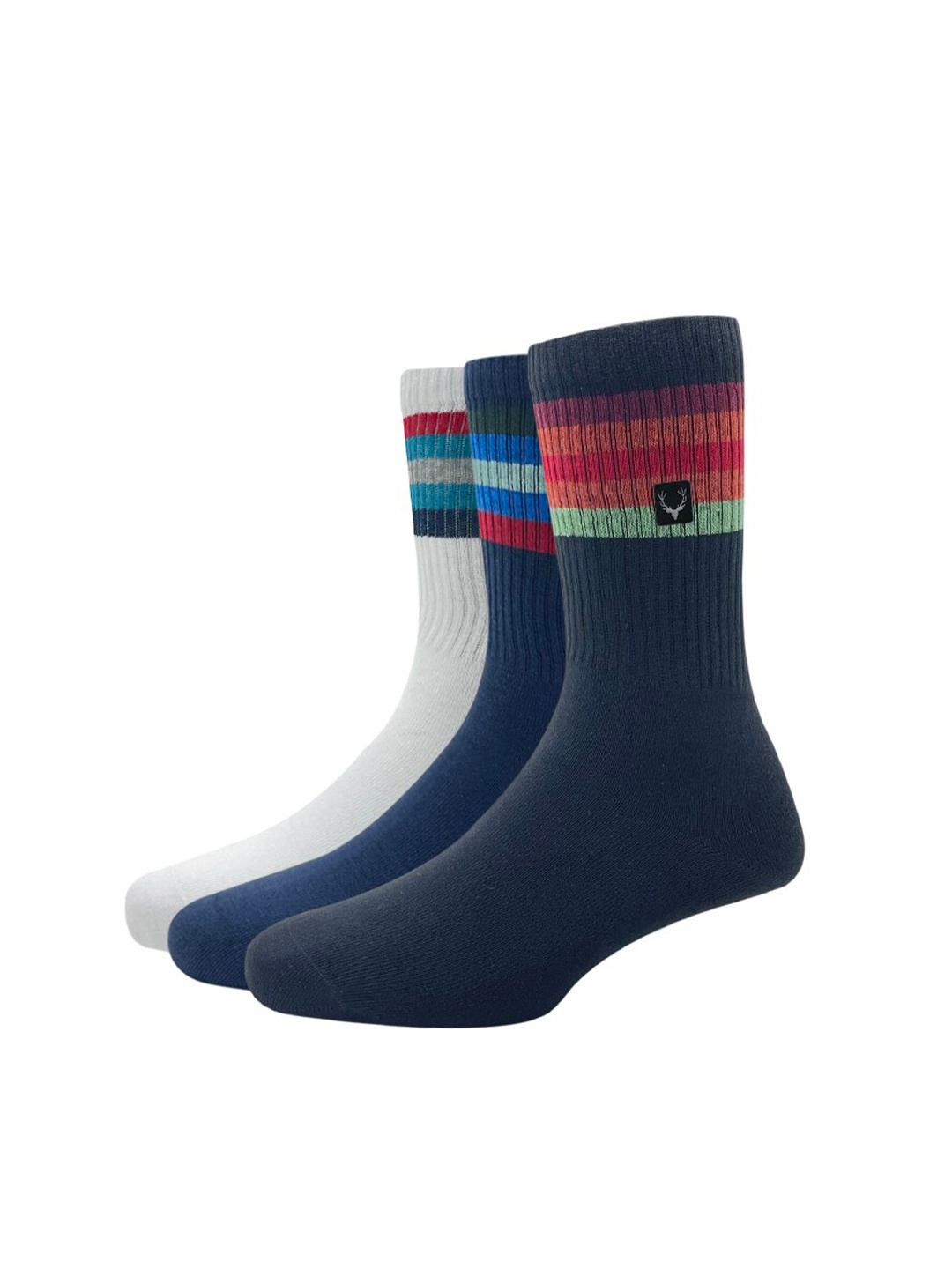 

Allen Solly Men Pack Of 3 Black & White Patterned Calf-Length Socks