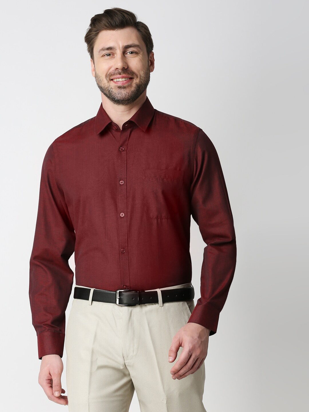 

Solemio Men Red Smart Formal Shirt