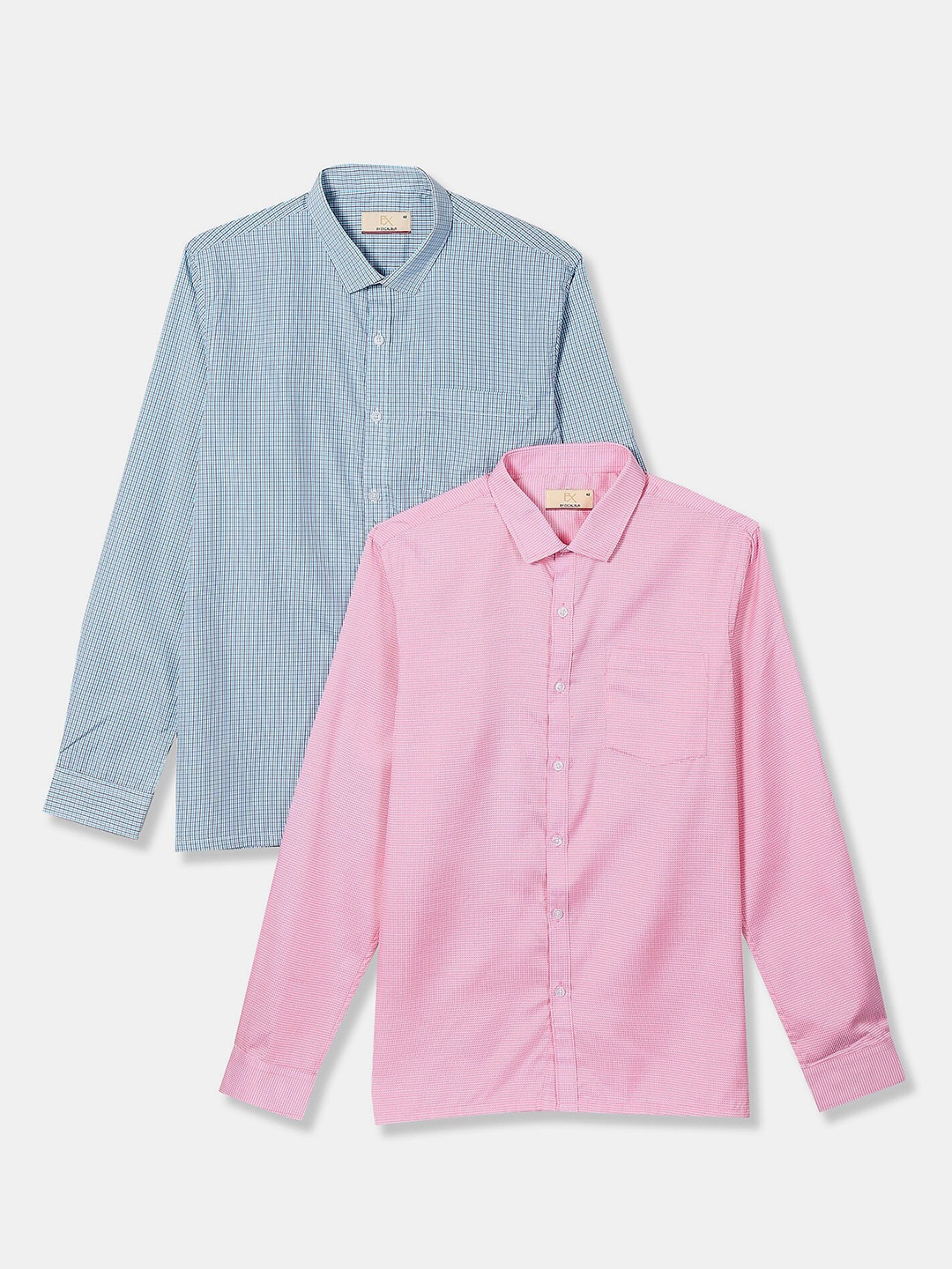 

Excalibur Men Pack Of 2 Pink & Blue Casual Shirts, Assorted