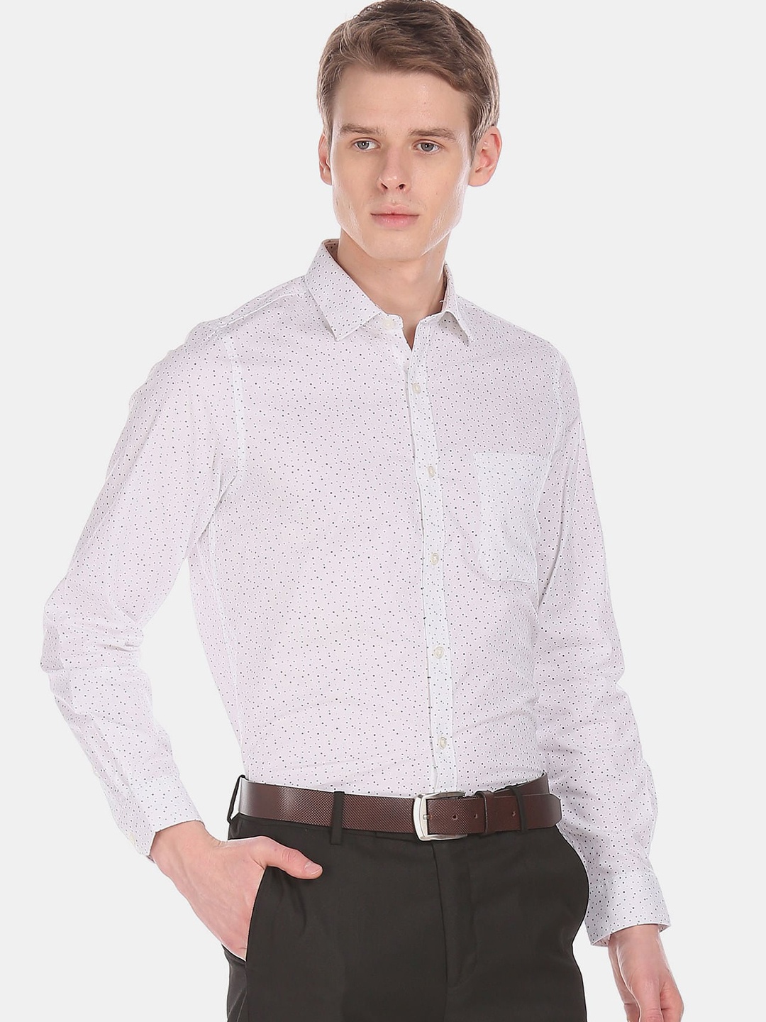 

Excalibur Men White Printed Regular Cotton Casual Shirt