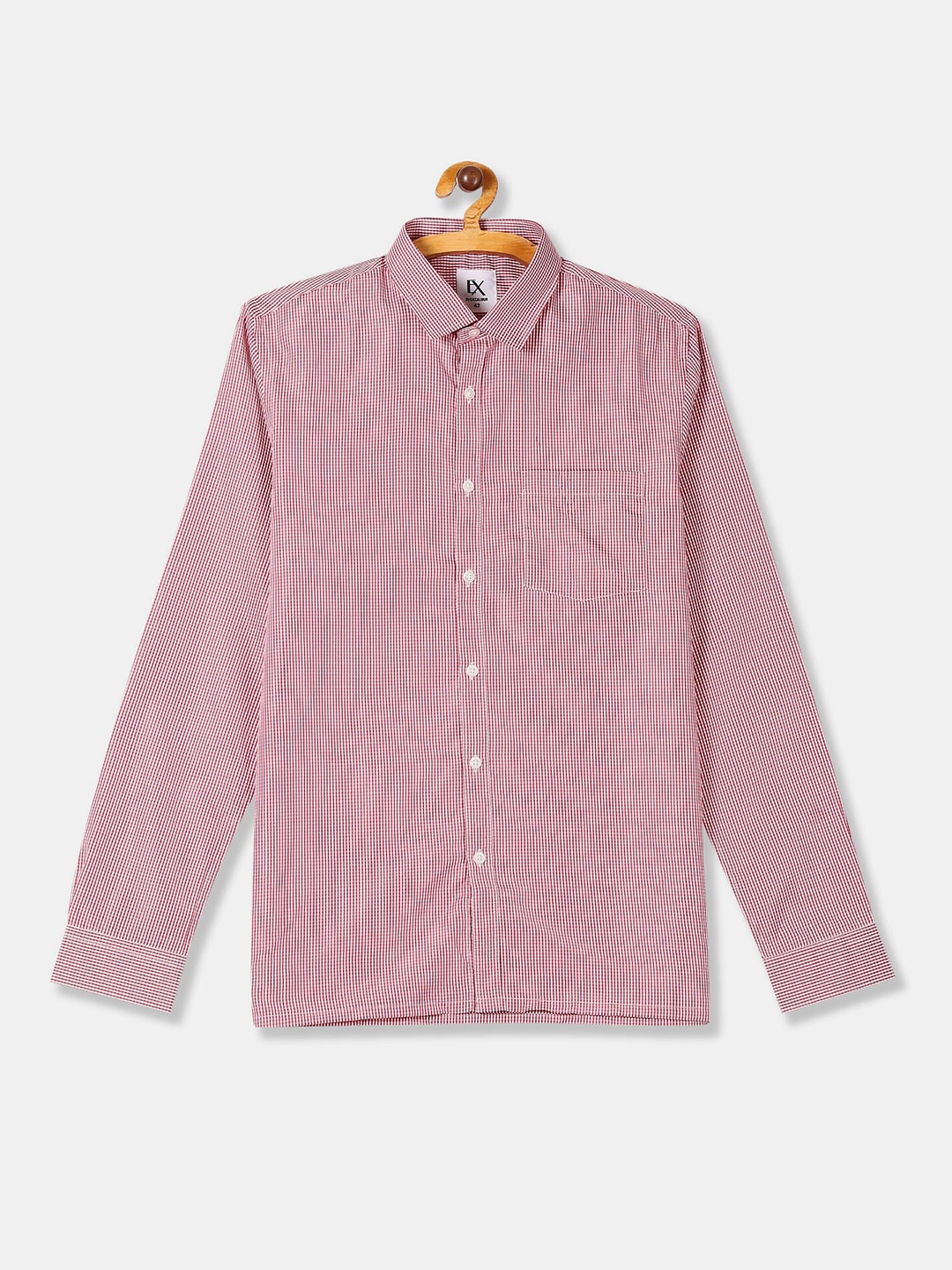 

Excalibur Men Red Semi Striped Formal Cut away Collar Shirt Long Sleeves