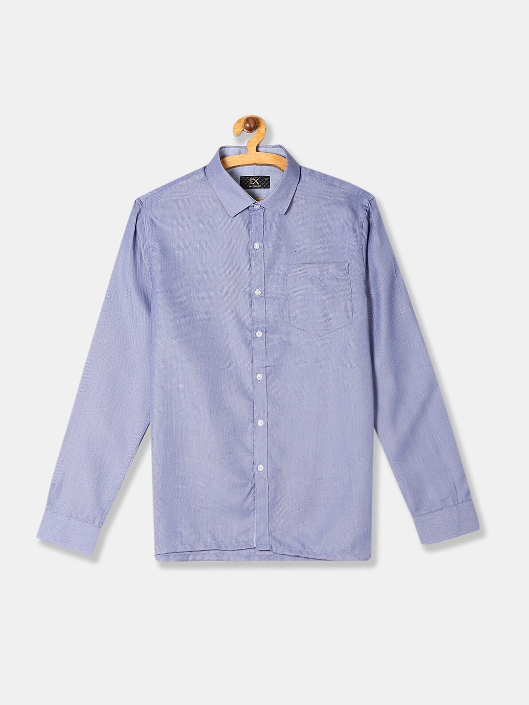 

Excalibur Men Solid Blue formal Shirt Long Regular Sleeves Spread Collar