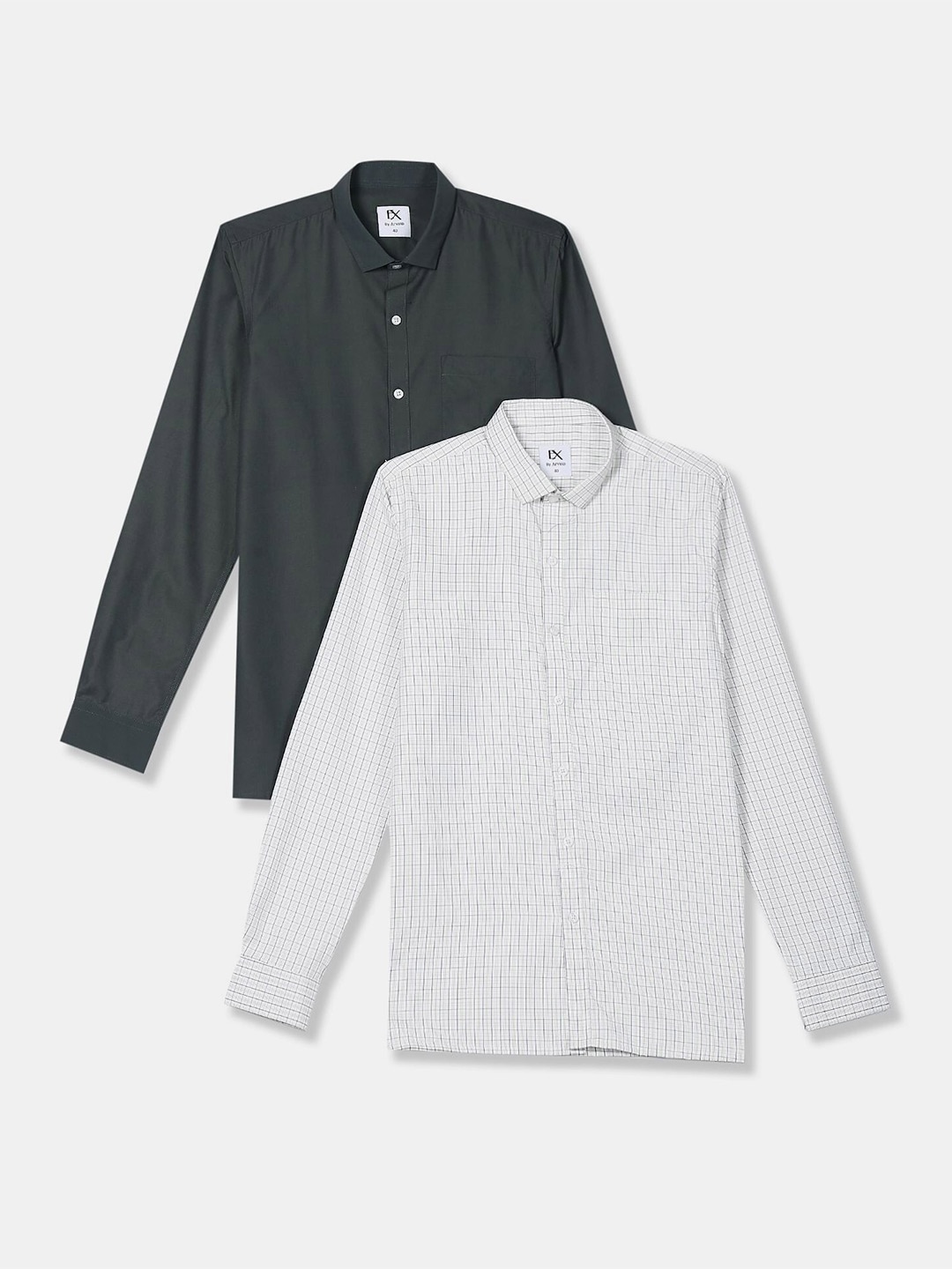 

Excalibur Men Assorted Micro Checked formal Shirt Pack Of 2 Full sleeves