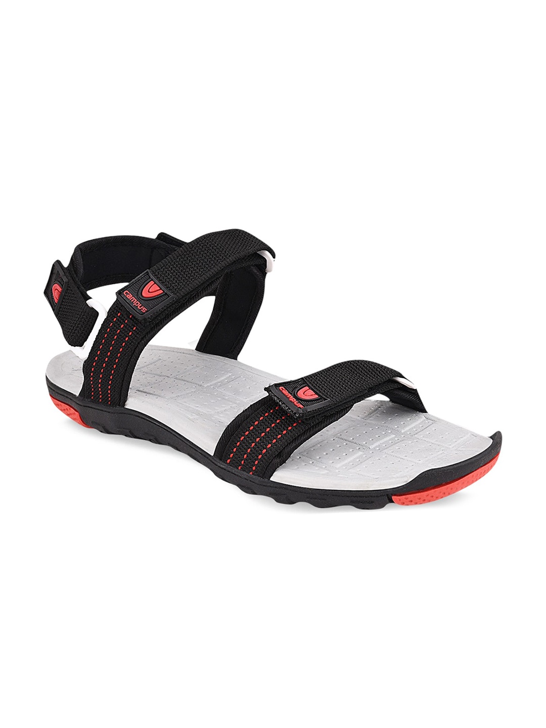 

Campus Men Black & Red Solid Sports Sandals