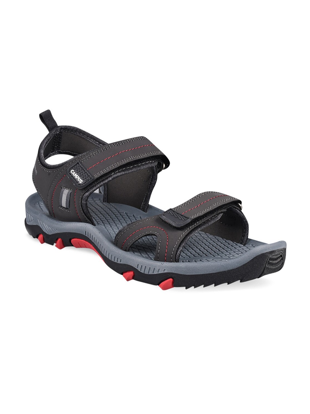 

Campus Men Grey & Red Solid Sports Sandals