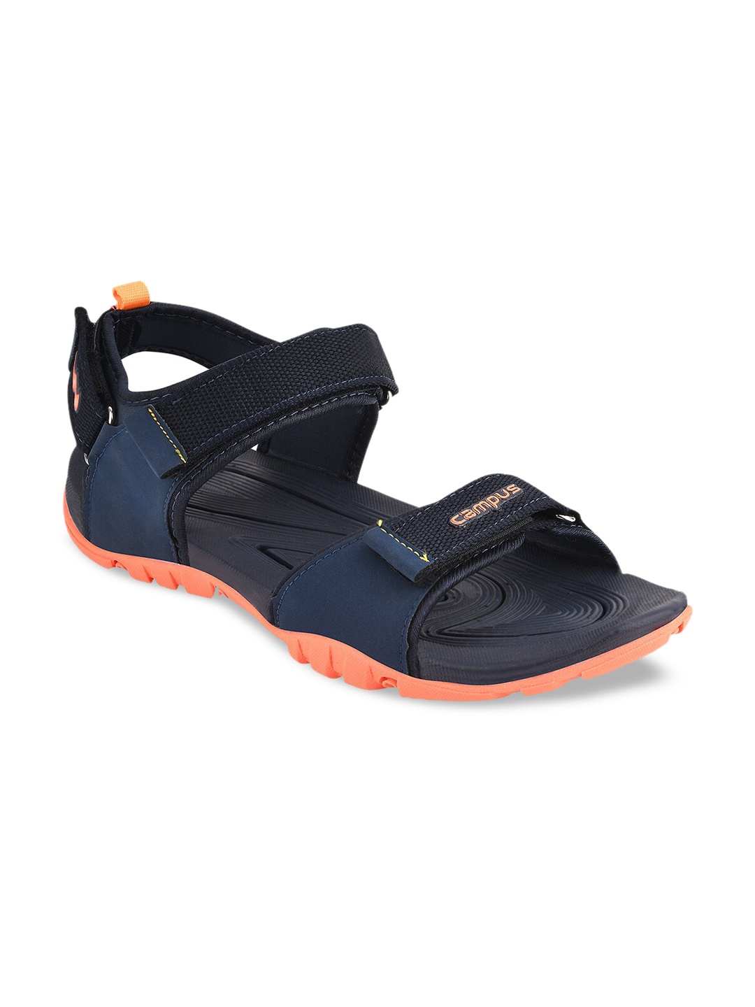 

Campus Men Navy Blue & Orange Solid Sports Sandals