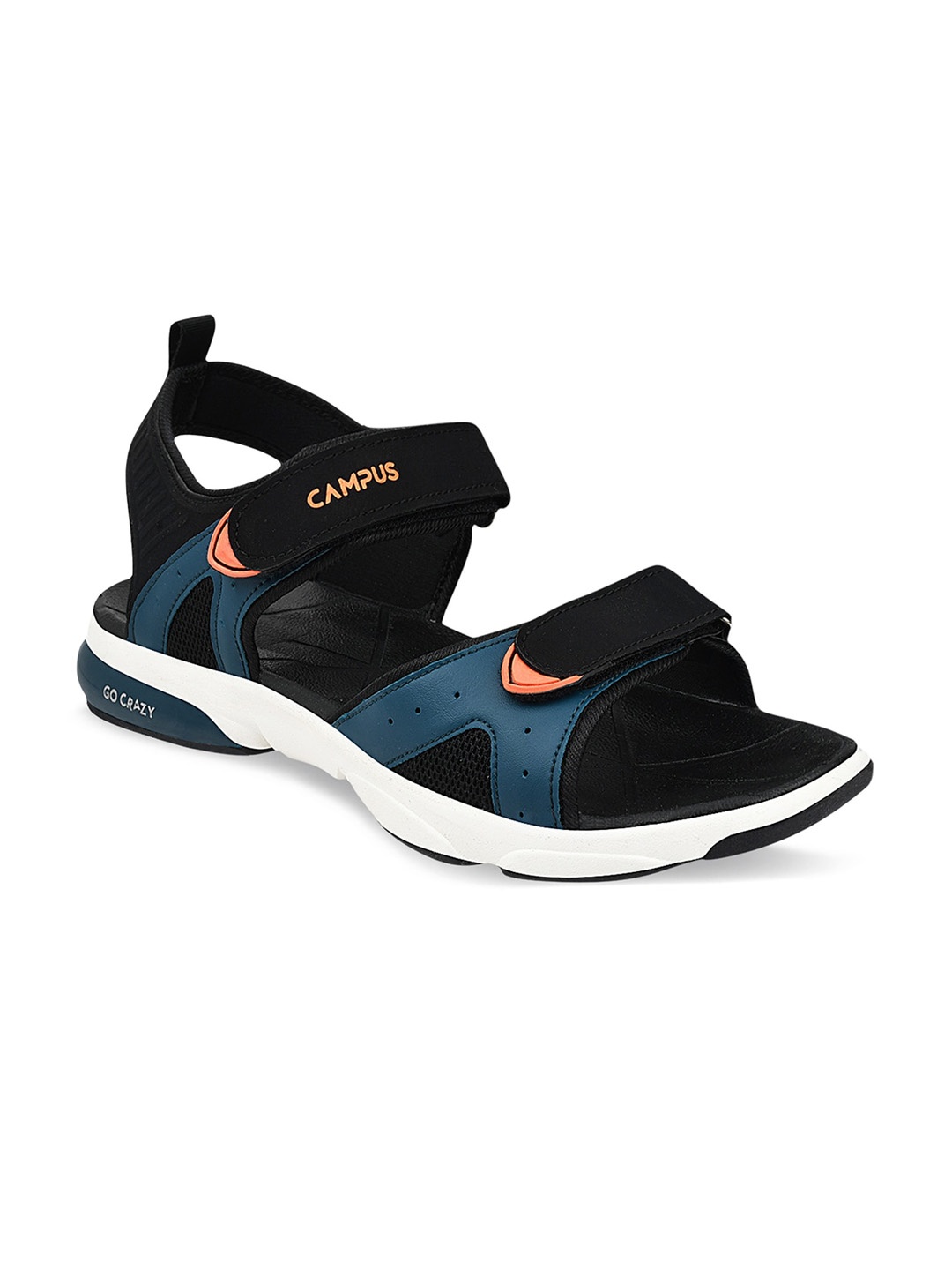 

Campus Men Blue & Black Solid Sports Sandals