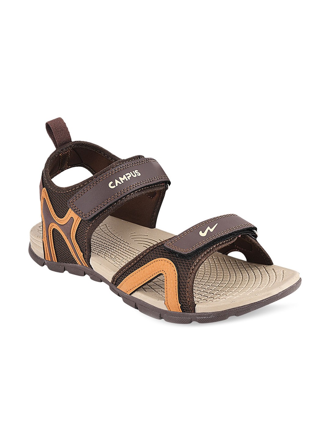 

Campus Men Brown & Beige Solid Sports Sandals