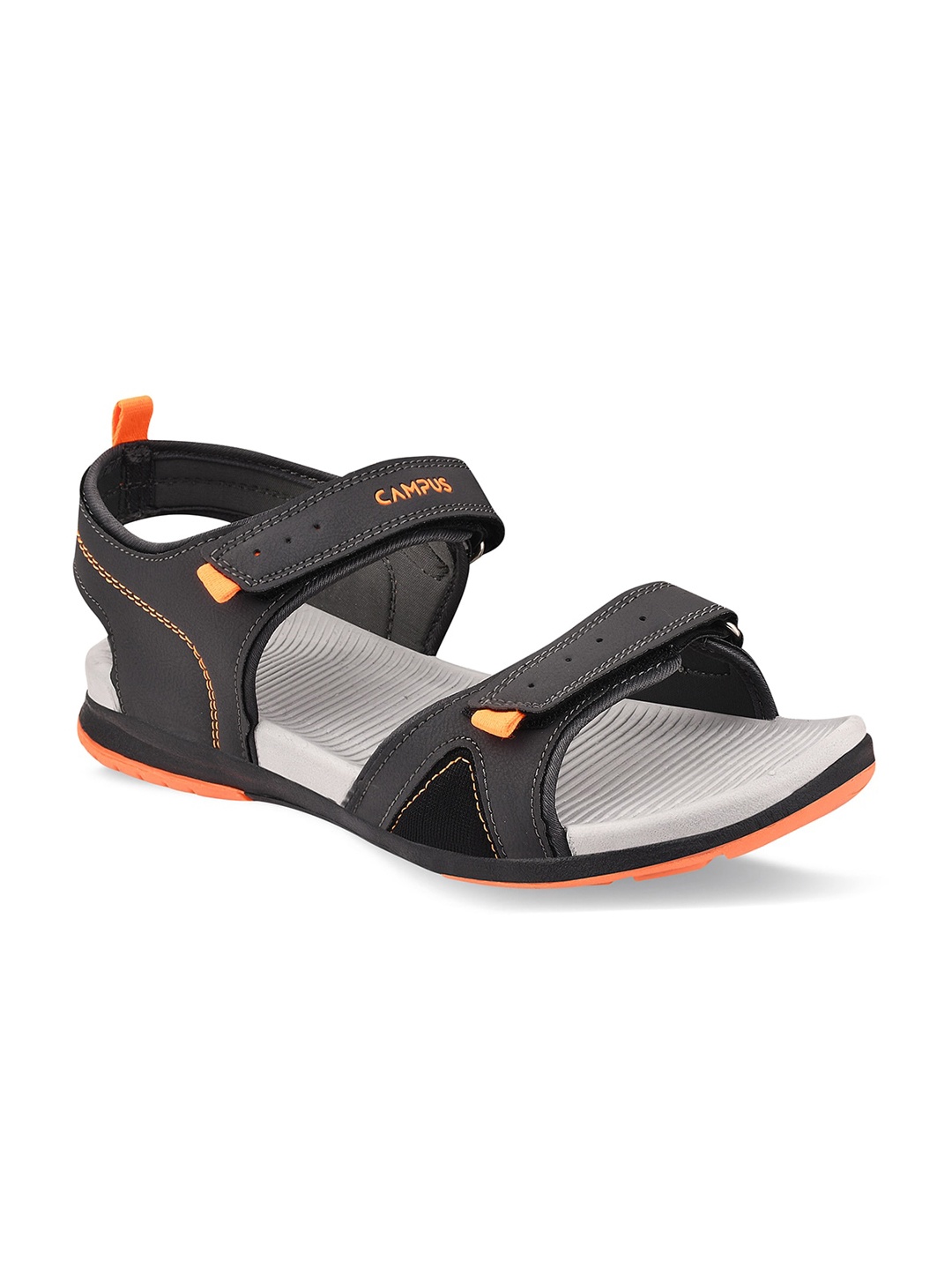 

Campus Men Grey Melange & Orange Solid Sports Sandals