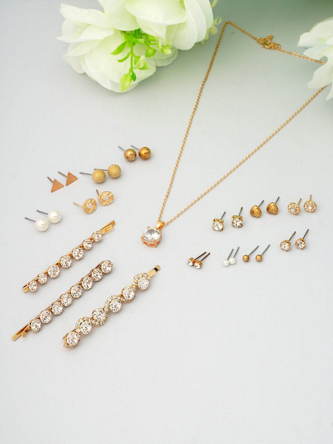 

Ferosh Gold-Plated Crystal Studded Jewellery Set