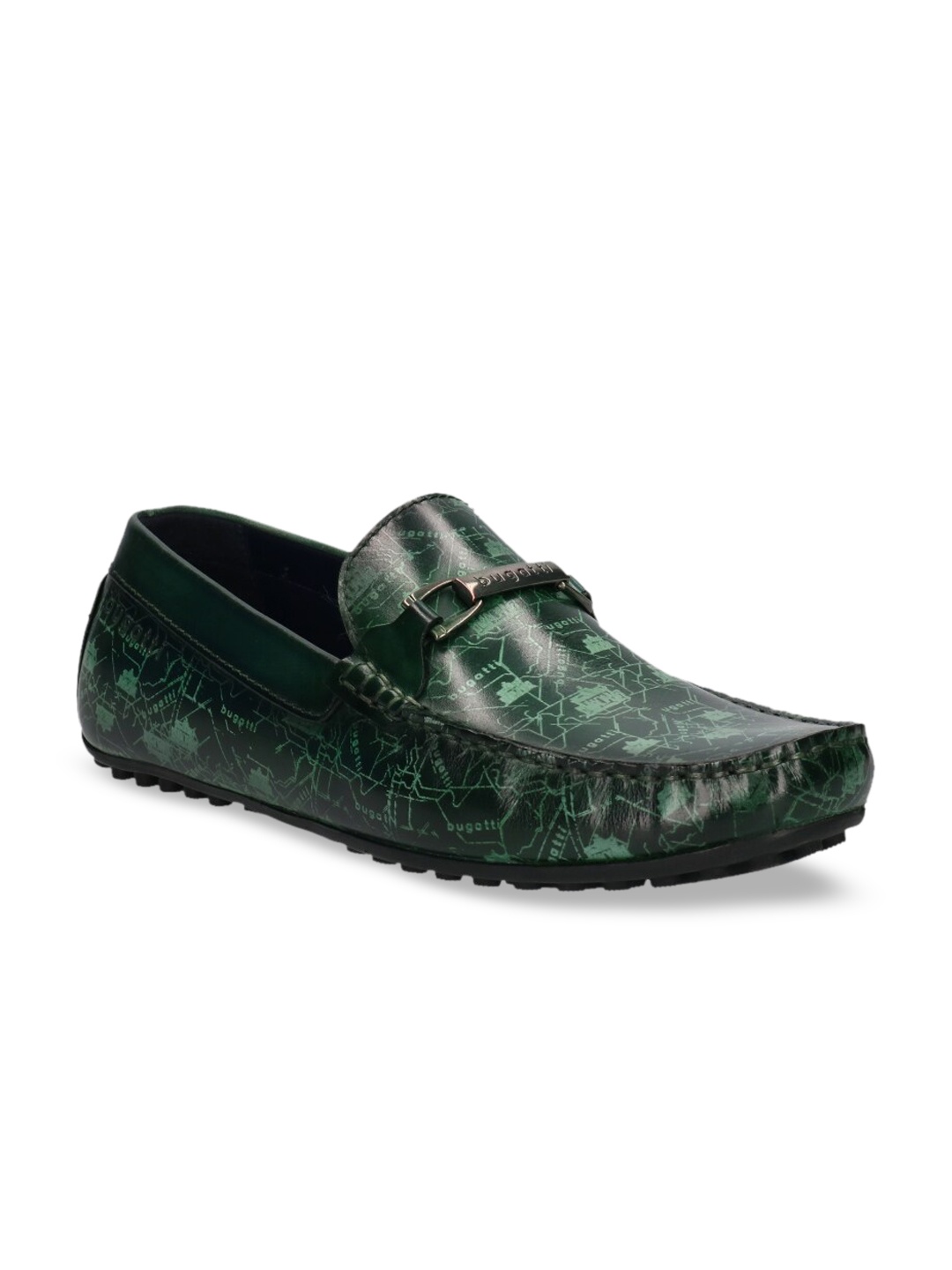 

Bugatti Tresmo Men Green Printed Leather Loafers