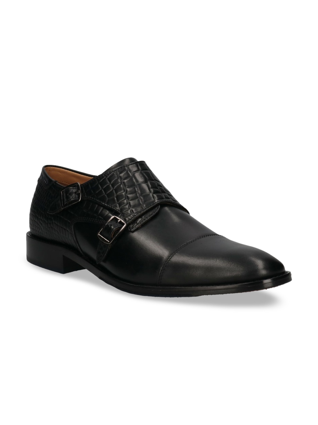 

Bugatti Men Black Textured Leather Monks