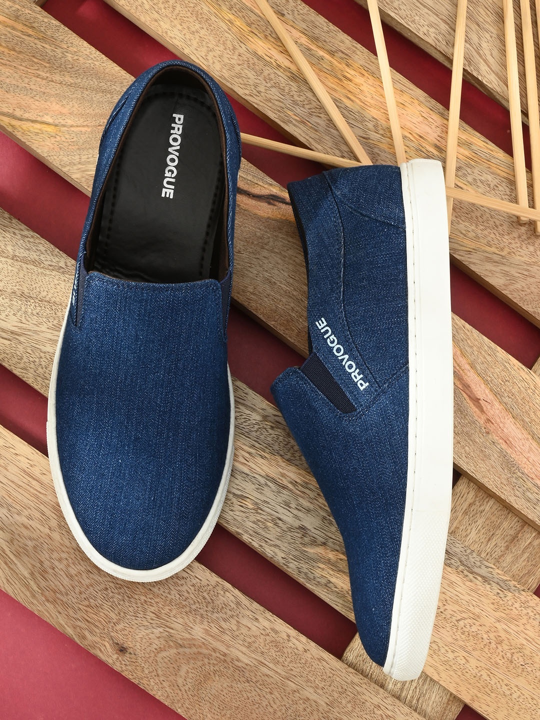 

Provogue Men Navy Blue Slip-On Sneakers