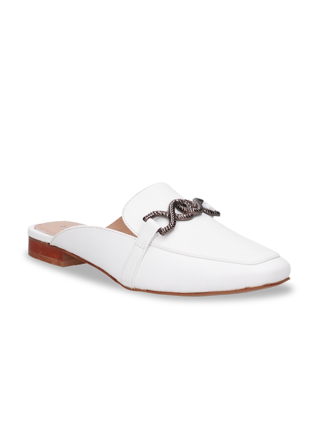 

Bugatti Women White Mules with Buckles Flats