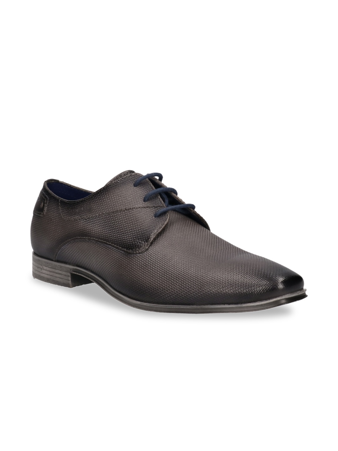 

Bugatti Men Grey Textured Formal Derbys