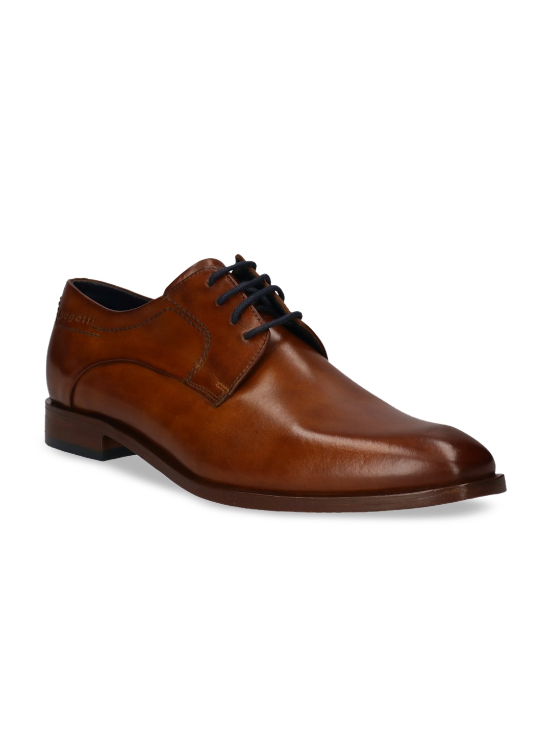 

Bugatti Men Cognac Brown Solid Leather Formal Derby Shoes