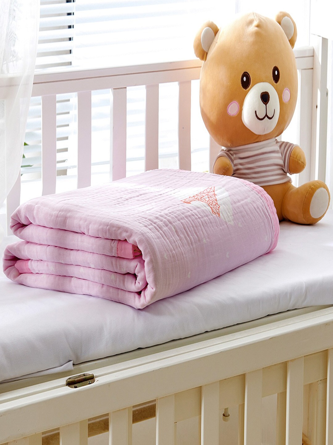 

JC HOME 300 GSM Pink Single Bed Cotton Blankets