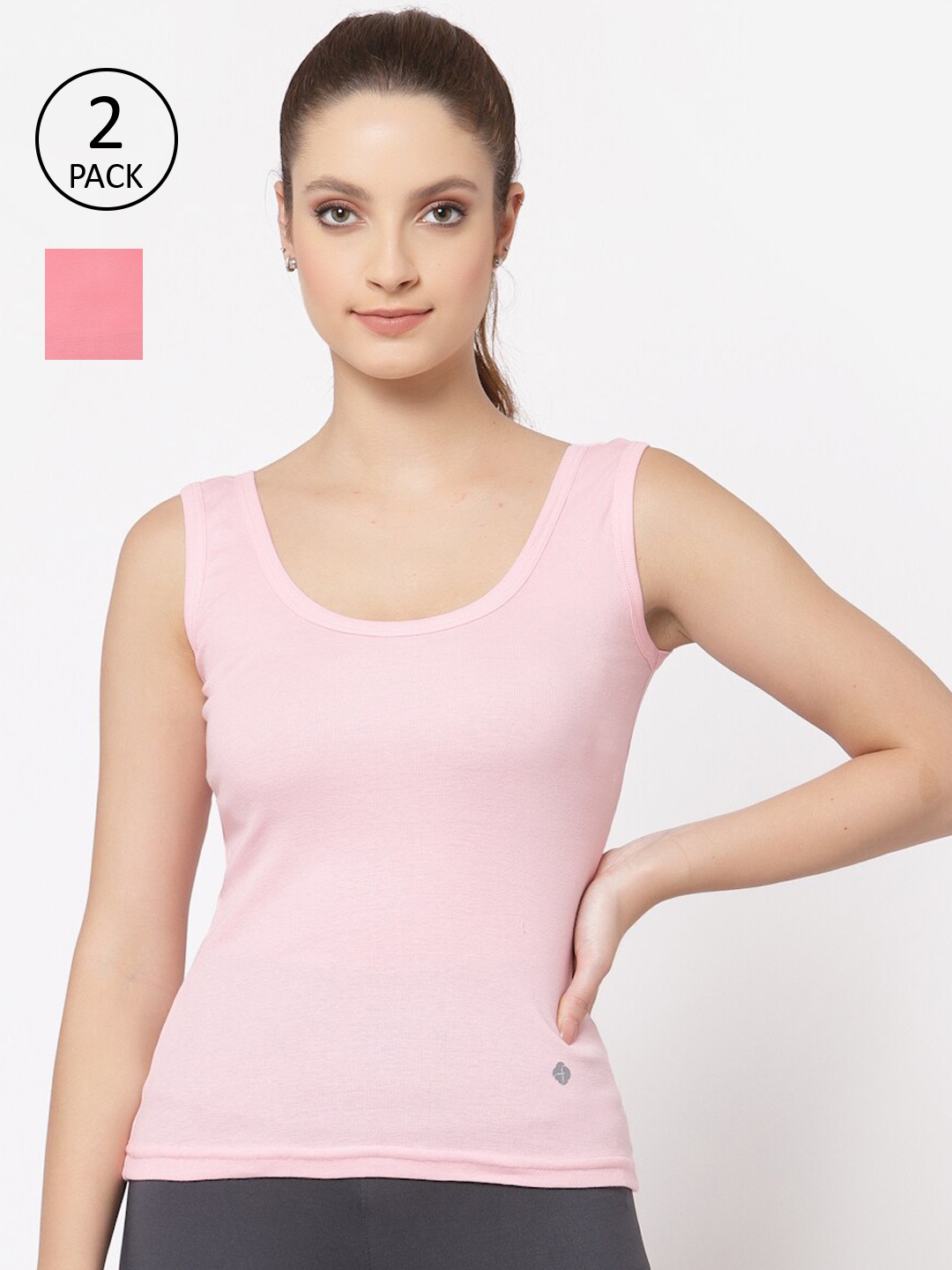 

Floret Women Pack Of 2 Pink Solid Cotton Camisoles
