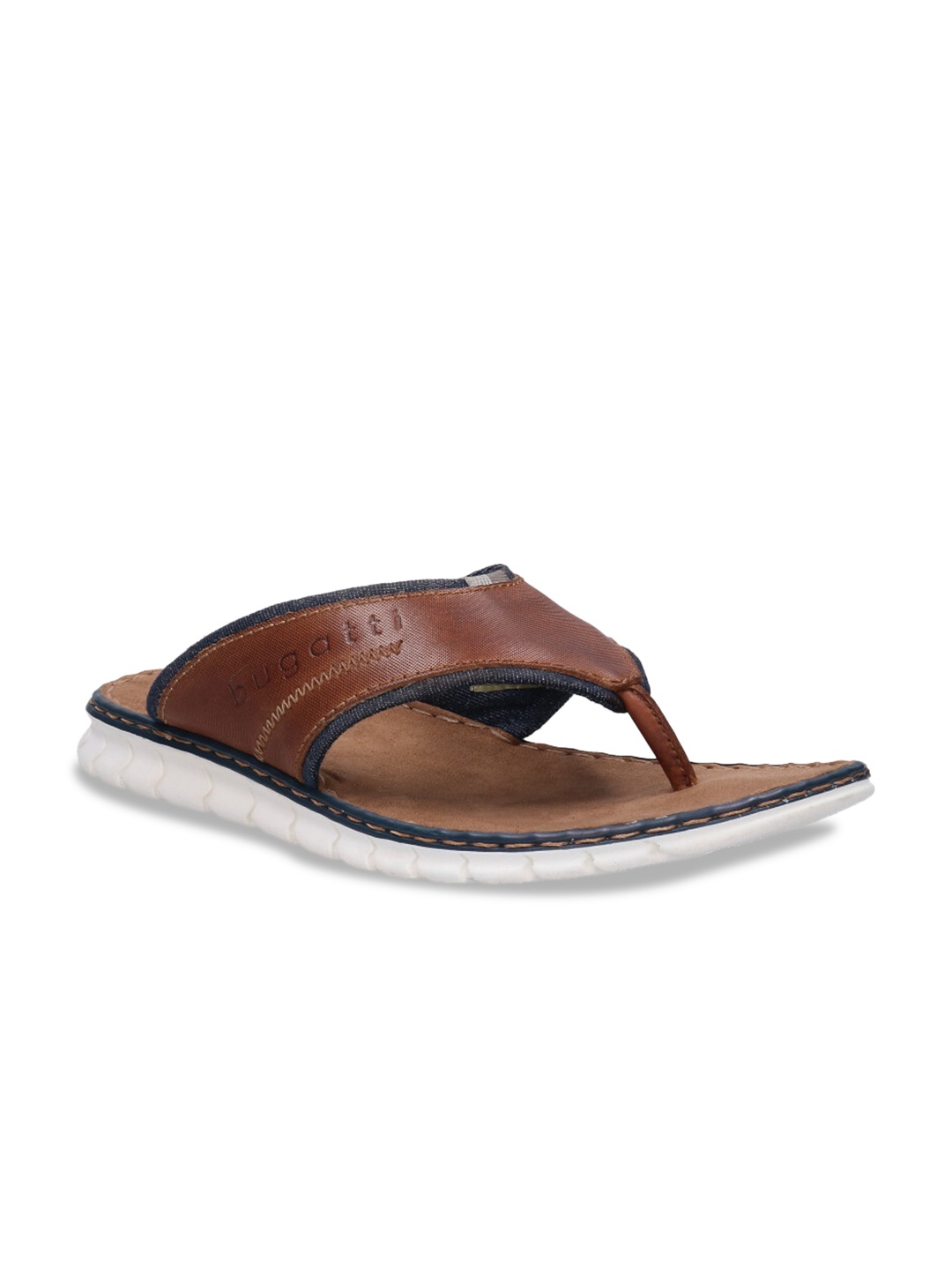 

Bugatti Men Brown & Navy Blue Leather Comfort Sandals