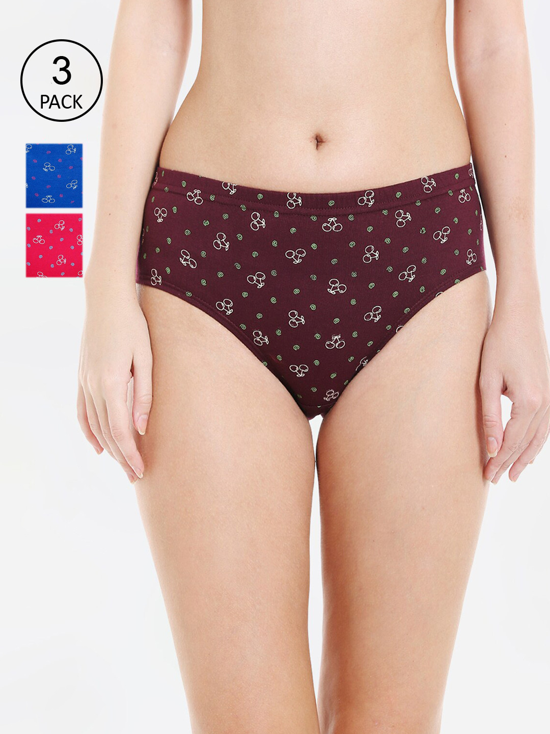 

Bodycare Women Plus Size Pack Of 3 Printed Hipster Briefs 3700D-3Pcs-5XL-Multicolor, Red