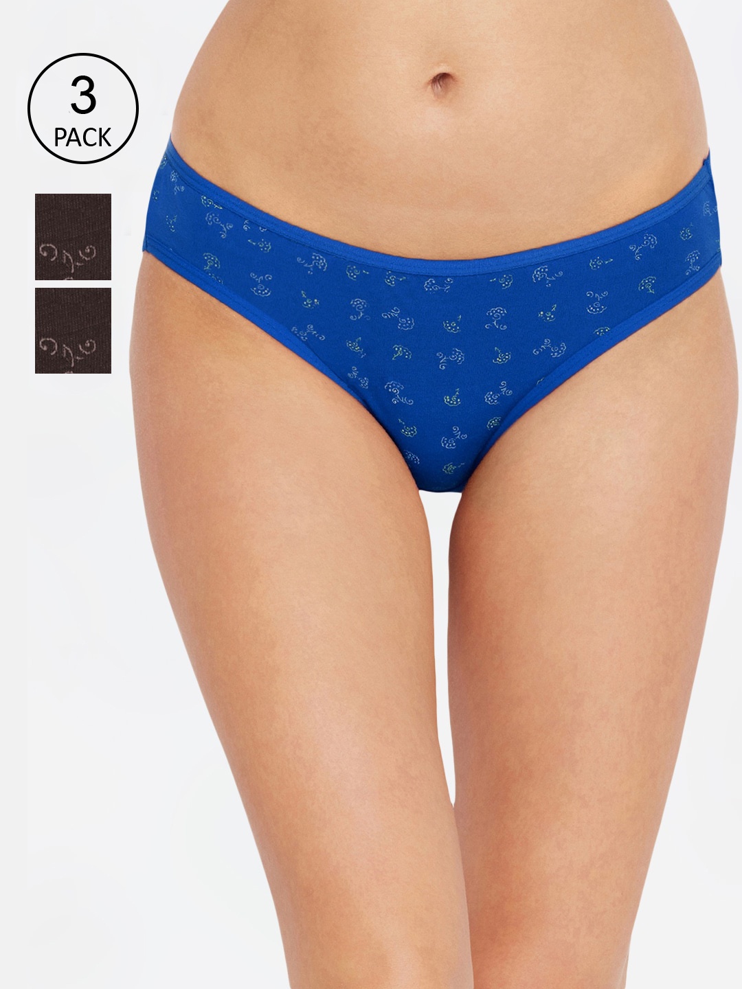 

Bodycare Women Pack Of 3 Assorted Pure Combed Cotton Hipster Briefs