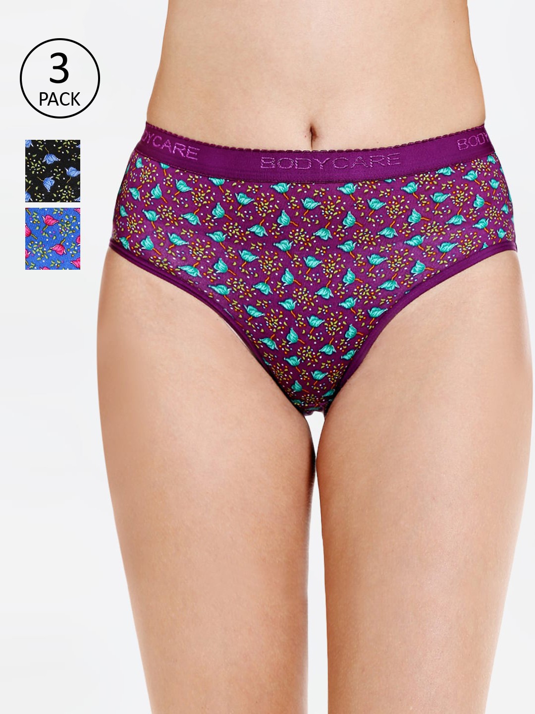 

Bodycare Women Plus Size Pack of 3 Printed Hipster Briefs, Burgundy